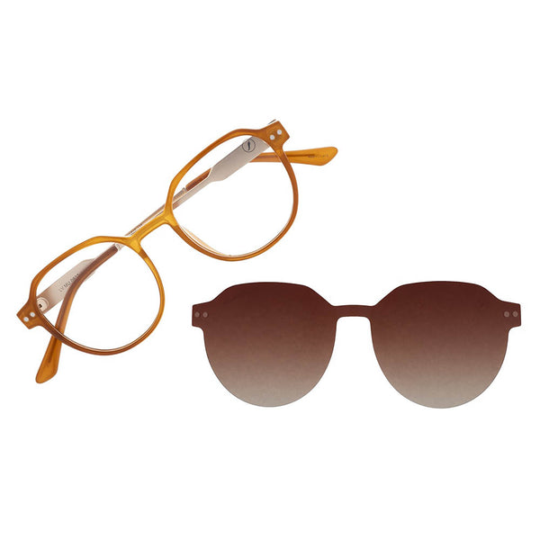 Lentes De Sol New Retro Redondo Gradiente Marrón/Espejado