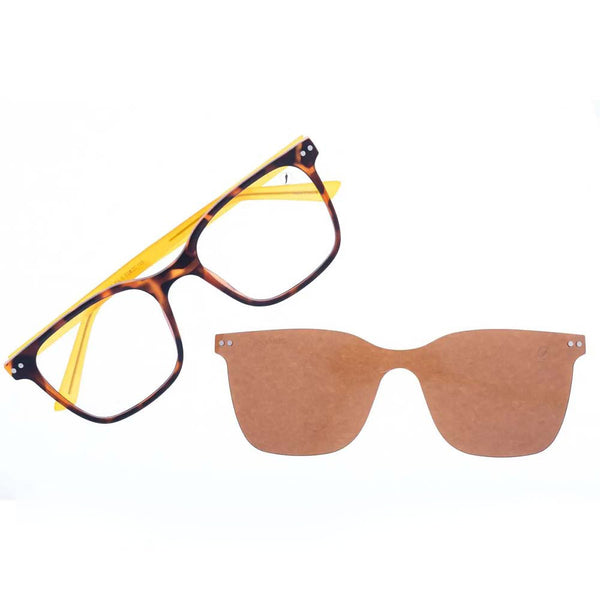 Lentes 2 En 1 Chilli Beans Cuadrado Marrón/Amarillo